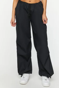 Drawstring Low-Rise Parachute Pants