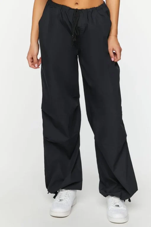 Drawstring Low-Rise Parachute Pants