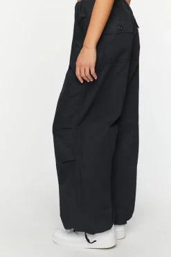 Drawstring Low-Rise Parachute Pants
