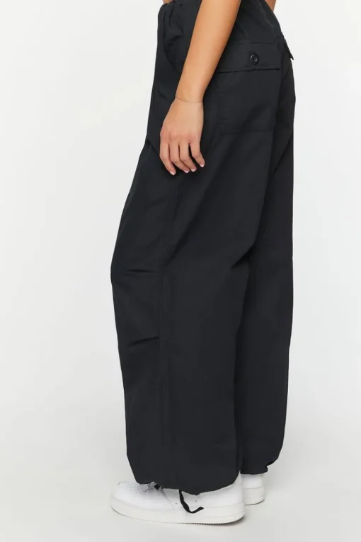 Drawstring Low-Rise Parachute Pants
