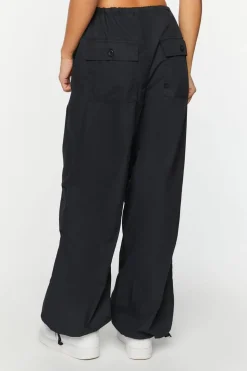 Drawstring Low-Rise Parachute Pants