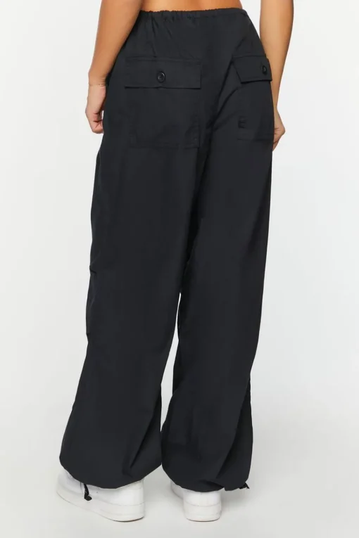 Drawstring Low-Rise Parachute Pants