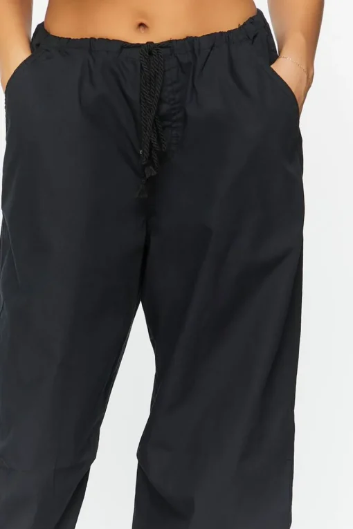 Drawstring Low-Rise Parachute Pants