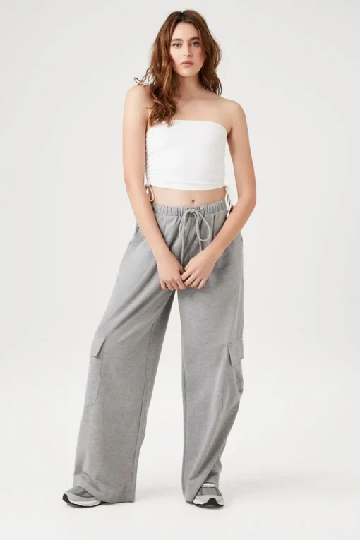 Drawstring Wide-Leg Cargo Pants