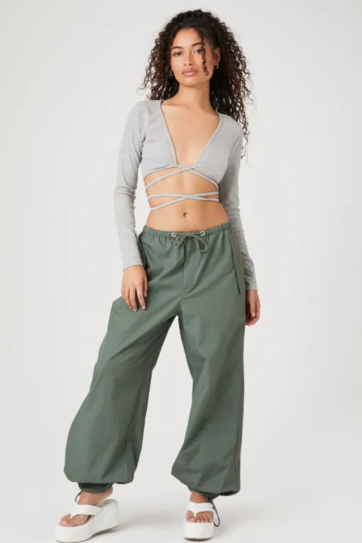 Drawstring Wide-Leg Joggers