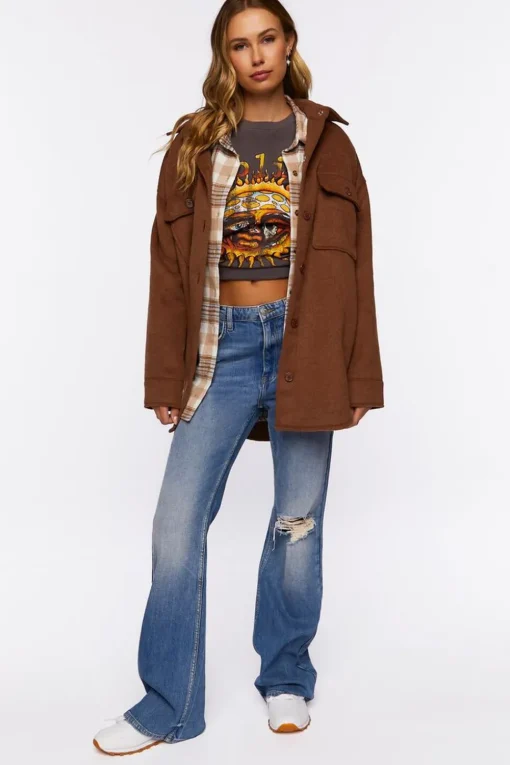 Drop-Sleeve Button-Front Shacket