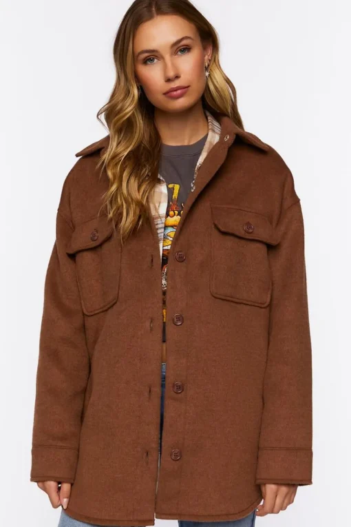 Drop-Sleeve Button-Front Shacket