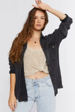 Drop-Sleeve Button-Up Shacket