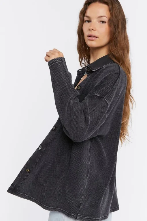 Drop-Sleeve Button-Up Shacket