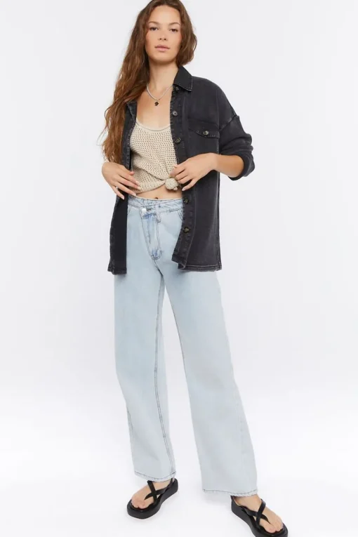 Drop-Sleeve Button-Up Shacket