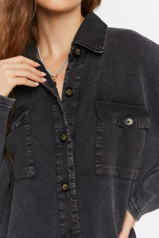 Drop-Sleeve Button-Up Shacket