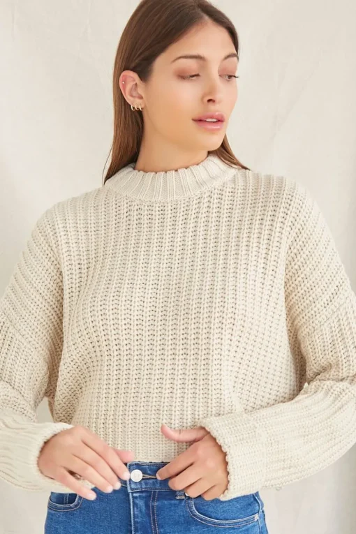 Drop-Sleeve Crew Sweater