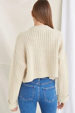 Drop-Sleeve Crew Sweater