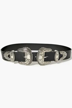 Dual Buckle Faux Leather Belt