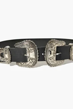 Dual Buckle Faux Leather Belt