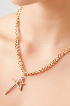 Dual Cross Curb Chain Necklace