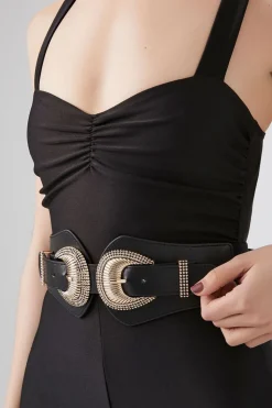 Dual-Buckle Faux Leather Belt