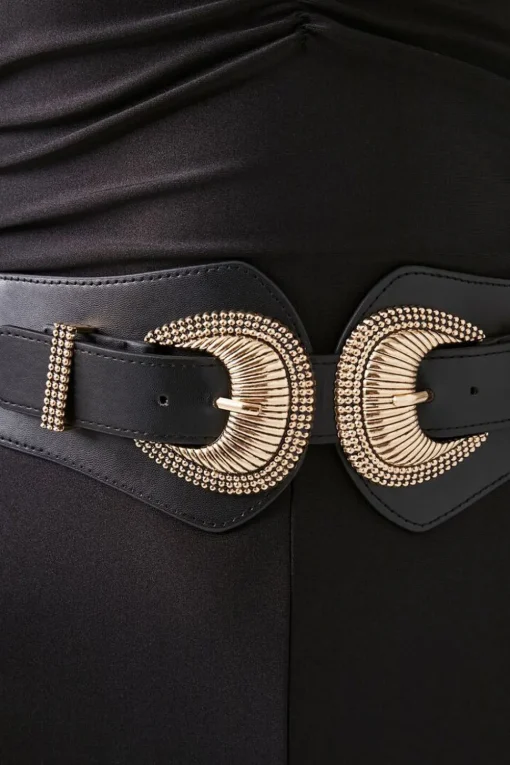 Dual-Buckle Faux Leather Belt