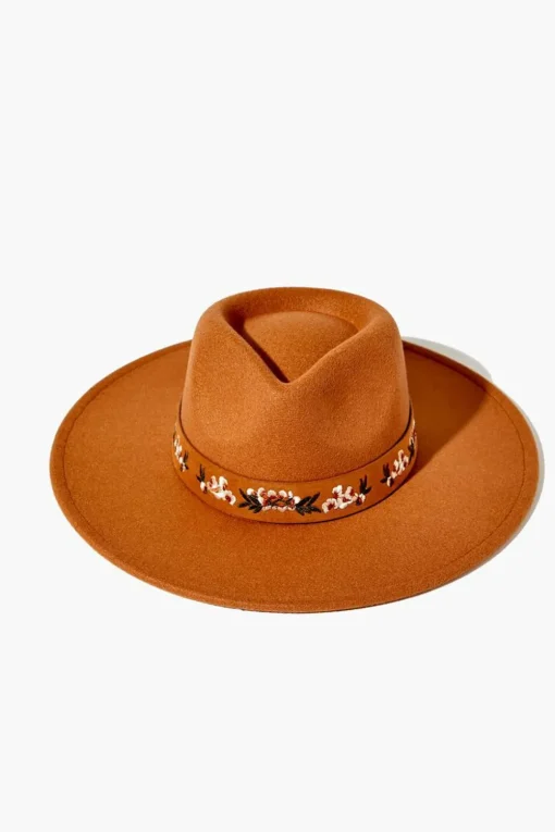 Embroidered Brushed Fedora