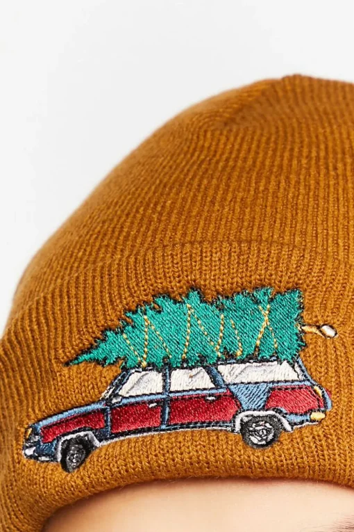 Embroidered Christmas Tree Car Beanie
