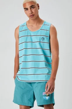 Embroidered Earth Striped Tank Top