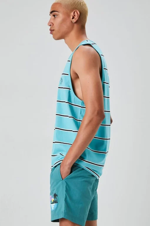 Embroidered Earth Striped Tank Top