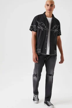 Embroidered Flame Shirt