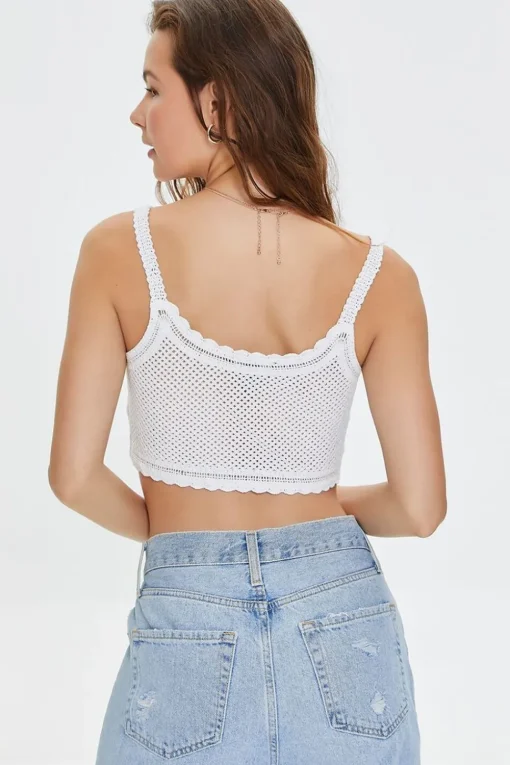 Embroidered Floral Crochet Crop Top