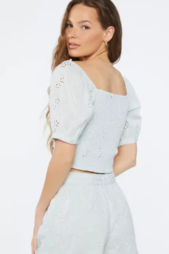 Embroidered Floral Crop Top