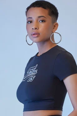 Embroidered Fubu Cropped Tee