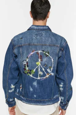 Embroidered Peace Denim Jacket