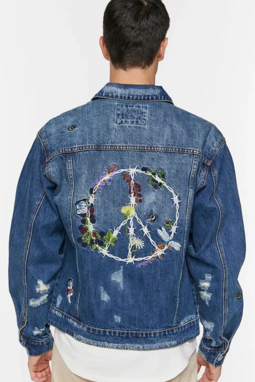 Embroidered Peace Denim Jacket