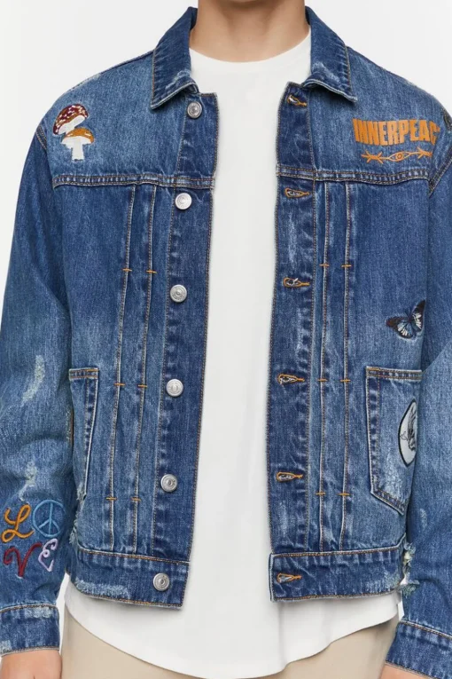 Embroidered Peace Denim Jacket