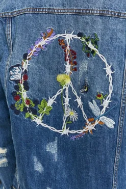 Embroidered Peace Denim Jacket