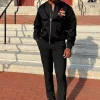 Embroidered Rose Bomber Jacket
