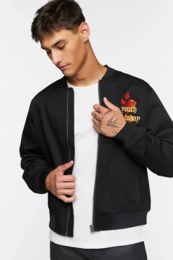 Embroidered Rose Bomber Jacket