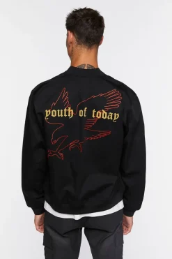Embroidered Rose Bomber Jacket