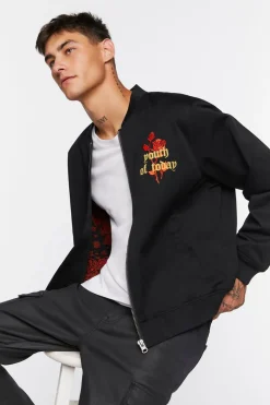 Embroidered Rose Bomber Jacket