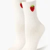 Embroidered Strawberry Crew Socks