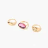 Engraved & Faux Gem Ring Set