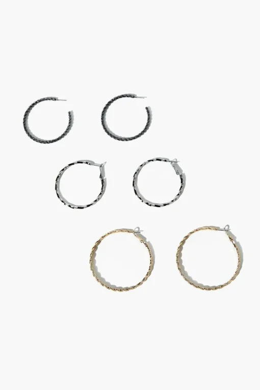Etched Hoop Earring Set