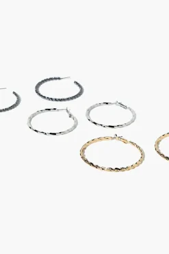 Etched Hoop Earring Set