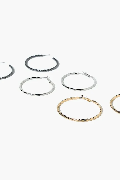 Etched Hoop Earring Set