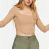 Exposed Seam Long-Sleeve Crop Top