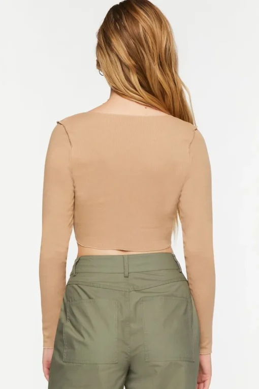 Exposed Seam Long-Sleeve Crop Top