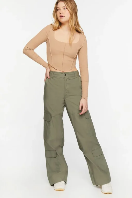 Exposed Seam Long-Sleeve Crop Top