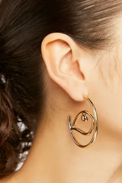 Eye Open-End Hoop Earrings