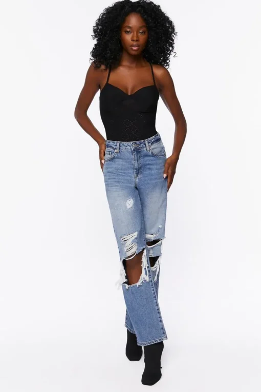 Eyelet Bustier Cami Bodysuit