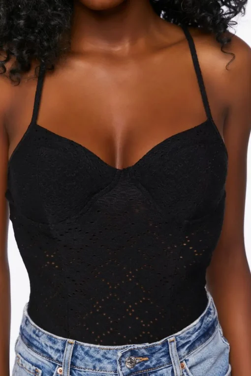 Eyelet Bustier Cami Bodysuit