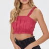 Eyelet Floral Ruffled Crop Top